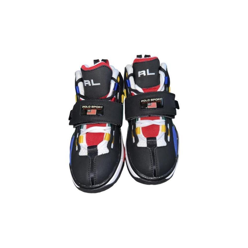 Polo Sport Ralph Lauren Ps100 High Top Shoes Size 4 Black /Multicolor Colorblock - Picture 2 of 6